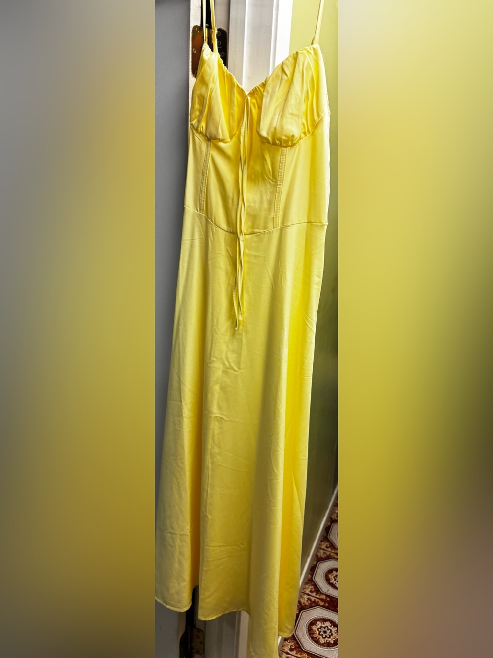 Butter Yellow Slip Maxi Dress with Spaghetti Straps